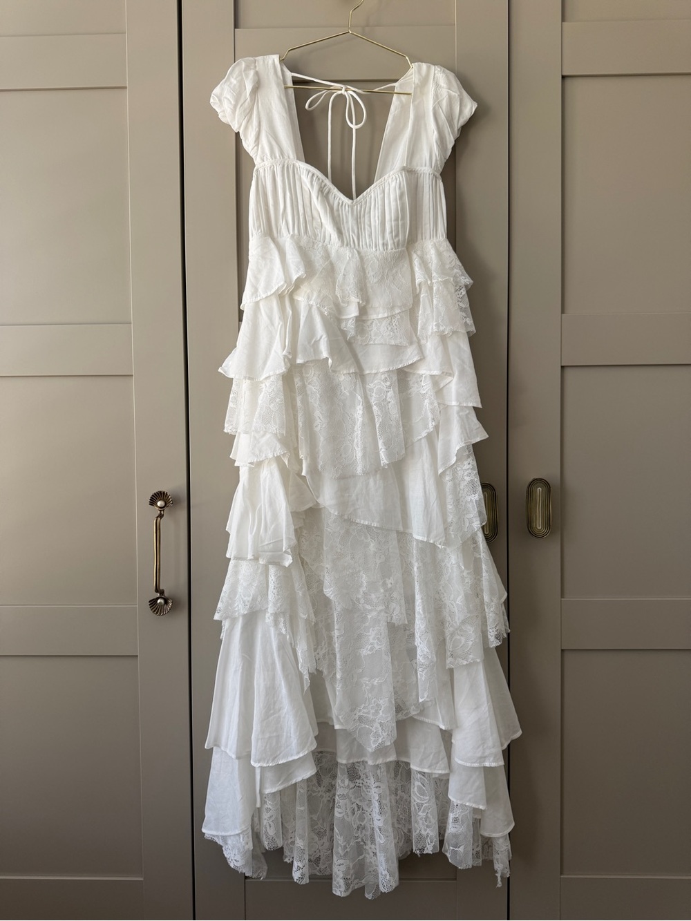By Anthropologie Square-Neck Ruffle Midi Dress Beach Wedding Maid of Honor